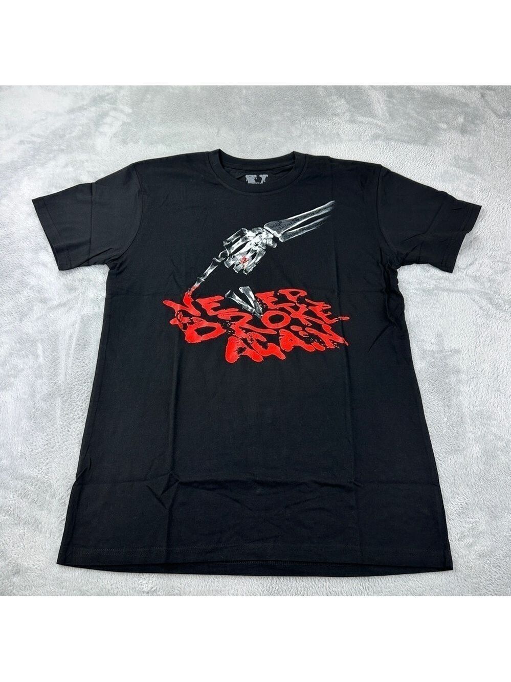 Vlone x Never Broke Again Bones Black T-Shirt Men's Size Large Made in USA NWOT